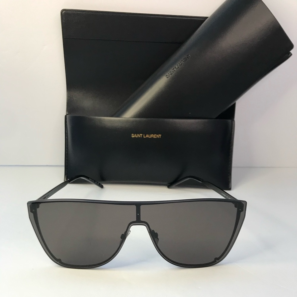 💯 - New Authentic Saint Laurent New Wave SL 1-B MASK Sunglasses Black - … - Picture 7 of 16